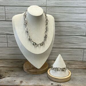 Sterling Silver Circle Necklace & Bracelet